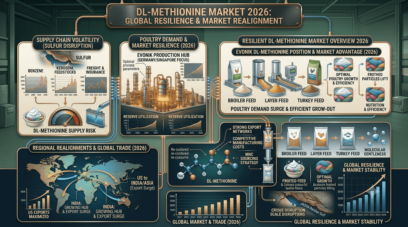 DL-metionienmark 2026: swaelontwrigting, pluimveevraag en Evonik se posisie