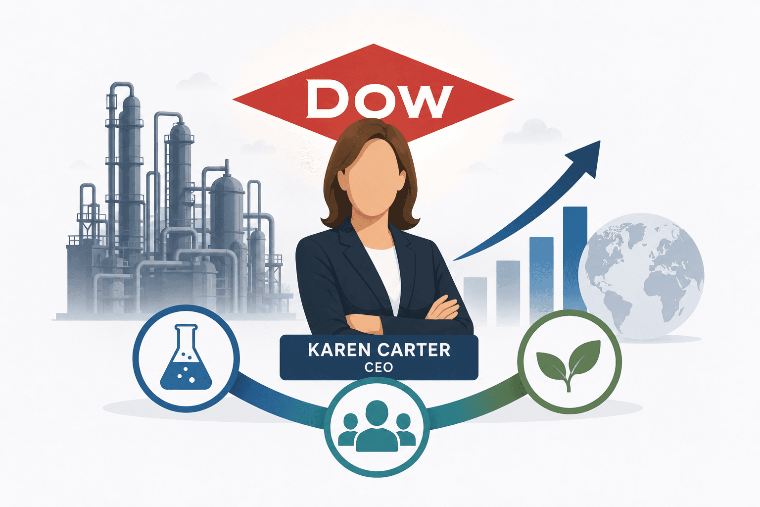 Dow Q3 onder Karen Carter: die chemiese bedryf se eerste uitvoerende oorgang na die krisis